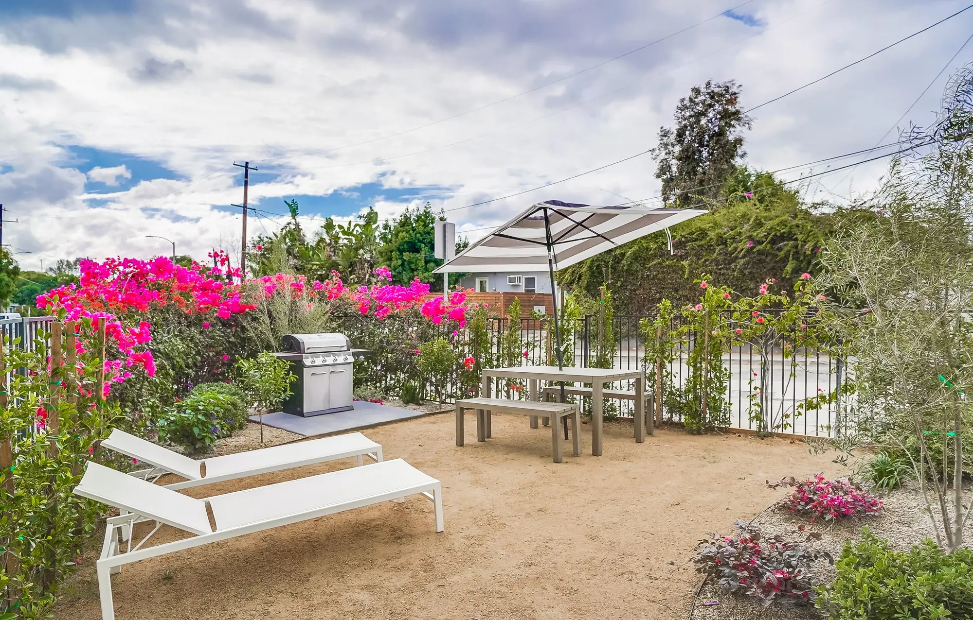 Garden terrace with bougainvillea at The Silver Lake